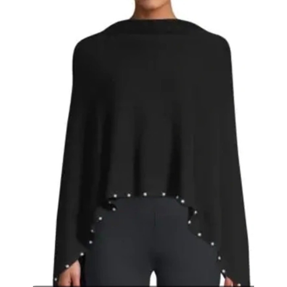 Lilly Pulitzer Britta Cashmere Wrap Sweater Onyx pearl embellishment